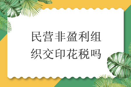 民營(yíng)非盈利組織交印花稅嗎