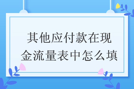 其他應(yīng)付款在現(xiàn)金流量表中怎么填
