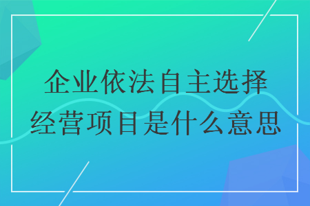 企業(yè)依法自主選擇經(jīng)營(yíng)項(xiàng)目是什么意思