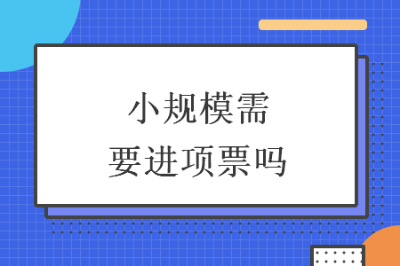 小規(guī)模需要進(jìn)項(xiàng)票嗎