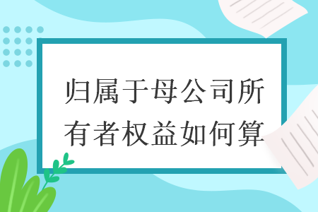 歸屬于母公司所有者權(quán)益如何算