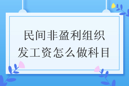 民間非盈利組織發(fā)工資怎么做科目