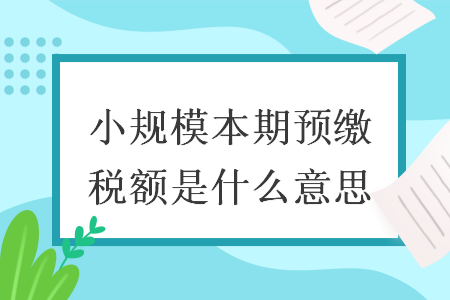 小規(guī)模本期預(yù)繳稅額是什么意思