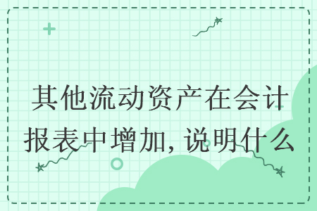 其他流動資產(chǎn)在會計(jì)報(bào)表中增加,說明什么