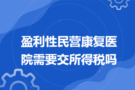 盈利性民營(yíng)康復(fù)醫(yī)院需要交所得稅嗎