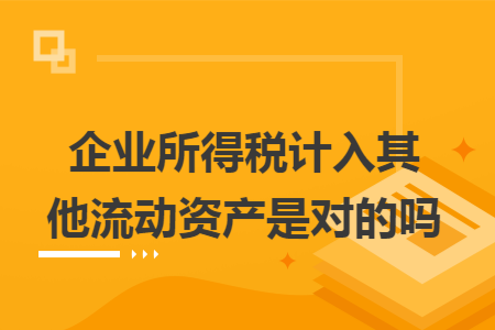 企業(yè)所得稅計(jì)入其他流動(dòng)資產(chǎn)是對(duì)的嗎