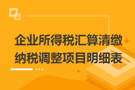 企業(yè)所得稅匯算清繳納稅調整項目明細表