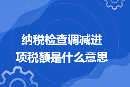 納稅檢查調(diào)減進項稅額是什么意思