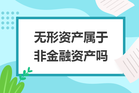 無形資產(chǎn)屬于非金融資產(chǎn)嗎