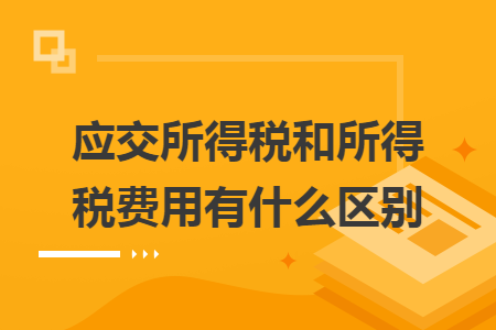 應(yīng)交所得稅和所得稅費(fèi)用有什么區(qū)別