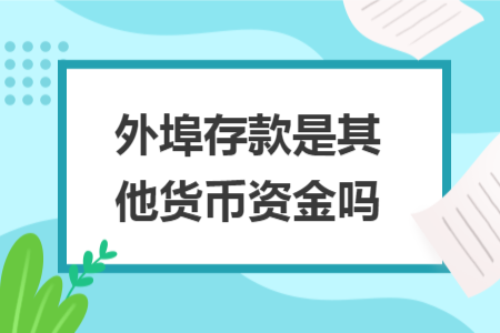 外埠存款是其他貨幣資金嗎