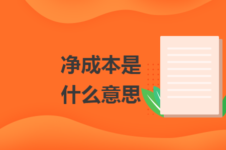 凈成本是什么意思