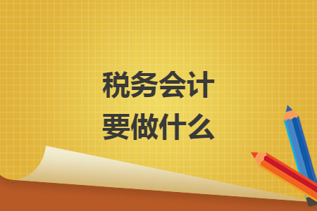 稅務(wù)會(huì)計(jì)要做什么