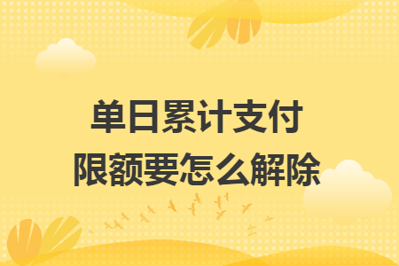 單日累計支付限額要怎么解除