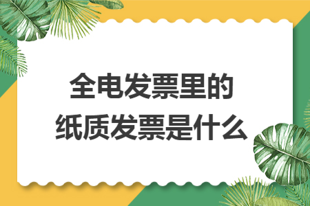 全電發(fā)票里的紙質(zhì)發(fā)票是什么