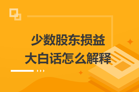 少數(shù)股東損益大白話怎么解釋