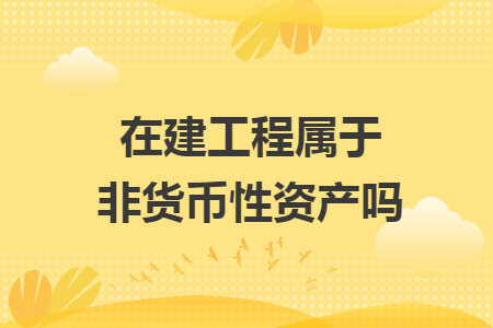 在建工程屬于非貨幣性資產(chǎn)嗎