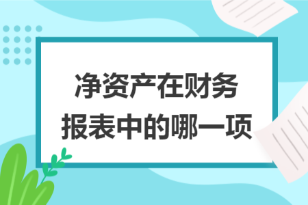 凈資產(chǎn)在財務(wù)報表中的哪一項