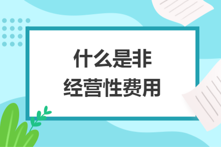 什么是非經(jīng)營(yíng)性費(fèi)用