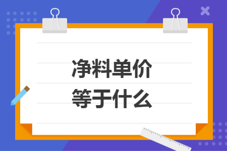 凈料單價等于什么