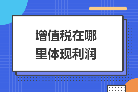 增值稅在哪里體現(xiàn)利潤