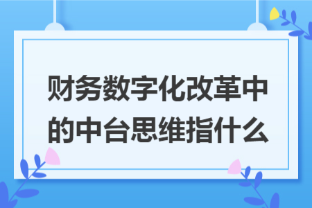 財務數(shù)字化改革中的中臺思維指什么