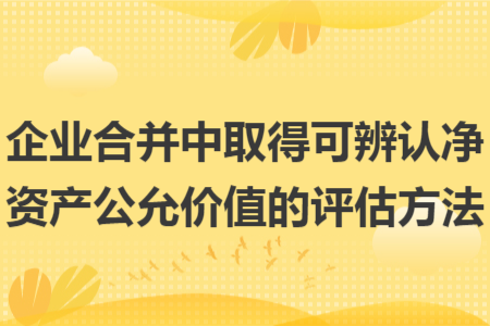 企業(yè)合并中取得可辨認凈資產(chǎn)公允價值的評估方法