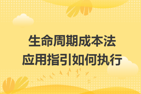 生命周期成本法應(yīng)用指引如何執(zhí)行