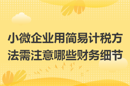 小微企業(yè)用簡易計(jì)稅方法需注意哪些財務(wù)細(xì)節(jié)